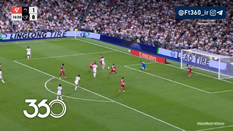فوتبال ۳۶۰ ✔: پنالتی‌ای که کارراس گرفت! 🔸رئال مادريد [۱]-۰ رایو وایکانو🔸 ⚽️ کیلین امباپه 🔴 دقیقه ۱۵ 🎞 تماشای گل 🔗پخش زنده در فوتبال ۳۶
