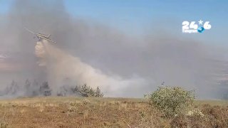שרפה פרצה ליד עין מאהל; טייסת הכיבוי מסייעת בבלימת האש