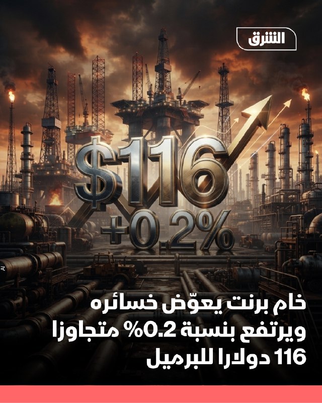 הנפט מסוג ברנט מחזיר את הפסדיו ועולה ב-0.2%, ועולה על 116 דולר לחבית.