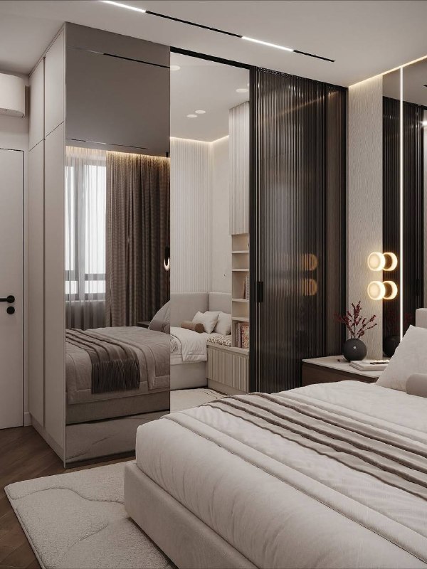 Спальня и небольшая зона для ребенка в однокомнатной квартире. Дизайнер - Айгуль Калимуллин - изображение 7 - спальня, небольшая, зона