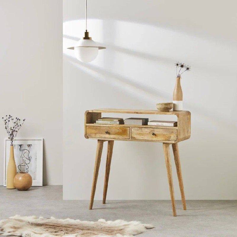 Консоль из массива манго находка для стиля эко Будто винтажная фактура, ничего лишнего только натуральное дерево и аккуратные чёрные ручки. Идеальн... - изображение 1 - стиля, telegram, view