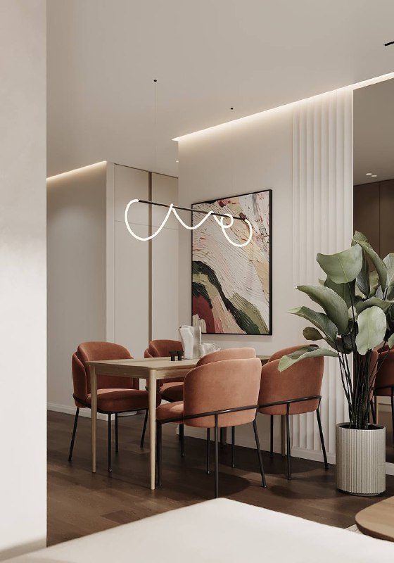 Интерьер квартиры в современном стиле с нейтральной цветовой палитрой. Мягкие текстуры, элегантные линии и стильные акценты, создающие атмосферу уюта. - изображение 8 - интерьер, квартиры, современном