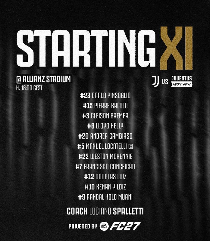 یوونتوس | یووه: ✔️⚪️ترکیب رسمی بازی امروز برابر نکس جن :👵 @JuventusNewsIR