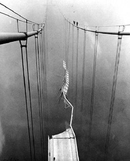 The famous “dancing bridge” across the Tacoma Narrows collapsed under the force of powerful gusts of wind. Washington State, USA, November 7, 1940.Time Machine | Historical Photo