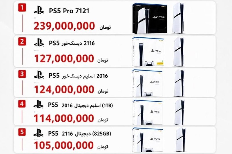 #Plus: قیمت انواع ps5| @plusia |