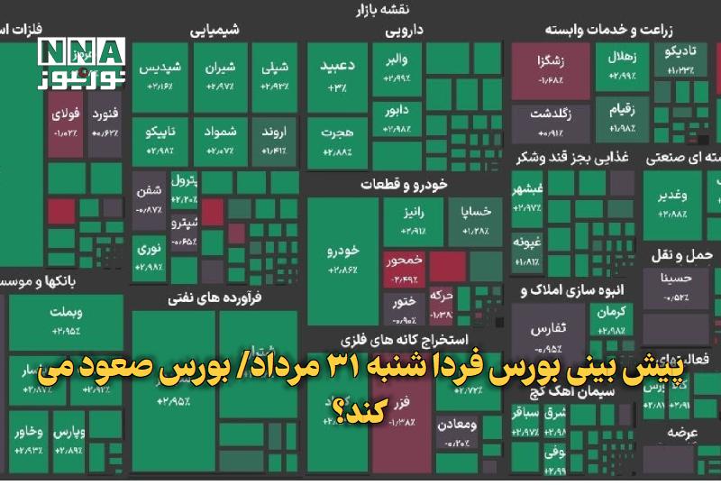نورنیوز: ✅ پیش بینی بورس فردا شنبه ۳۱ مرداد/ بورس صعود می کند؟🔹 بازار سرمایه تهران در آخرین روز معاملاتی هفته با رشد ۵ هزار واحدی