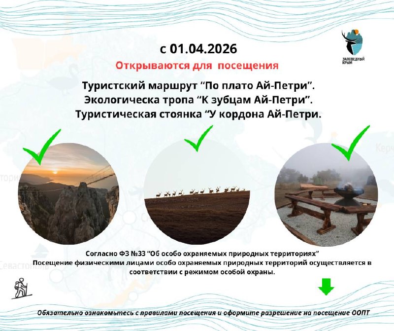 Внимание! С 1 апреля открываются для посещения: ✅туристский маршрут «По плато Ай‑Петри»;… — Алуштинское ТурБюро