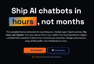 Show HN: ChatRAG——Next.js与AI SDK启动器，助您更快交付RAG聊天机器人ChatRAG – Next.js and AI SDK starter to ship RAG chatbots faster (www.chatrag.ai)22:36  ↑ 1 HN Pointsvia Buzzing (author: carlosmarcial)