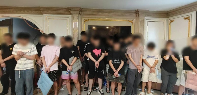 金边大事件：金边朗哥区突袭涉诈窝点 逮捕24名中马籍嫌犯 金边市朗哥区统一指挥部配图