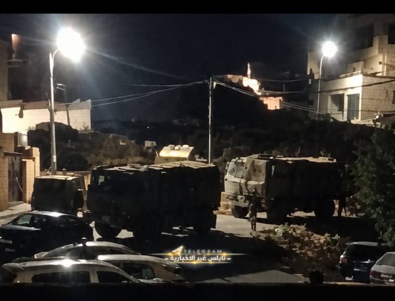 In front of one of the buildings that the IDF turned into a field investigation center in the Al-Nur neighborhood on Tal Street in Nablus.
