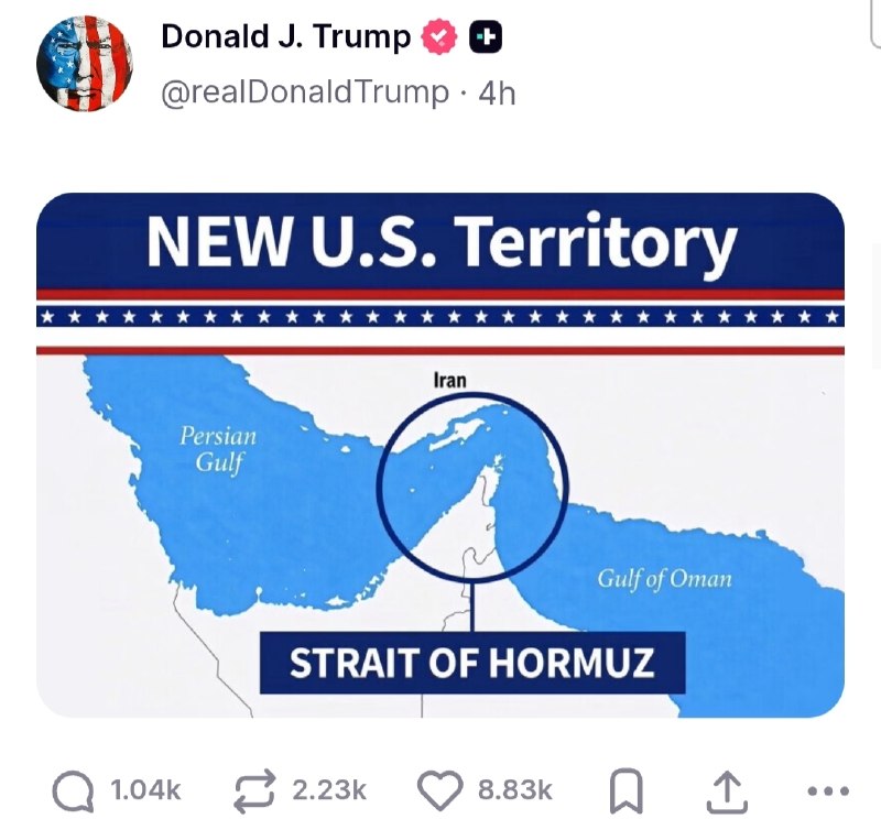 اتحاد ملی ایران | اخبار جنگ: ترامپ🇺🇸: تنگه هرمز واس ماس.+ برخلاف یه سری مادرقحبه، ترامپ همیشه از نام خلیج فارس بجای نام جعلی خلیج عربی استفاده میکنه❤