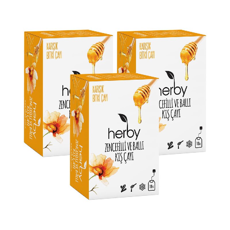 Herby Zencefilli Ballı Kış Çayı, 3'lü Paket