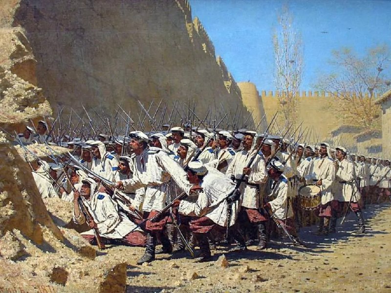 ב-30 באוקטובר 1866 הסתערו חיילים רוסים על מבצר ג'יזק בוכרה. ברבע השלישי של המאה ה-19, במהלך מלחמת רוסיה-קוק…