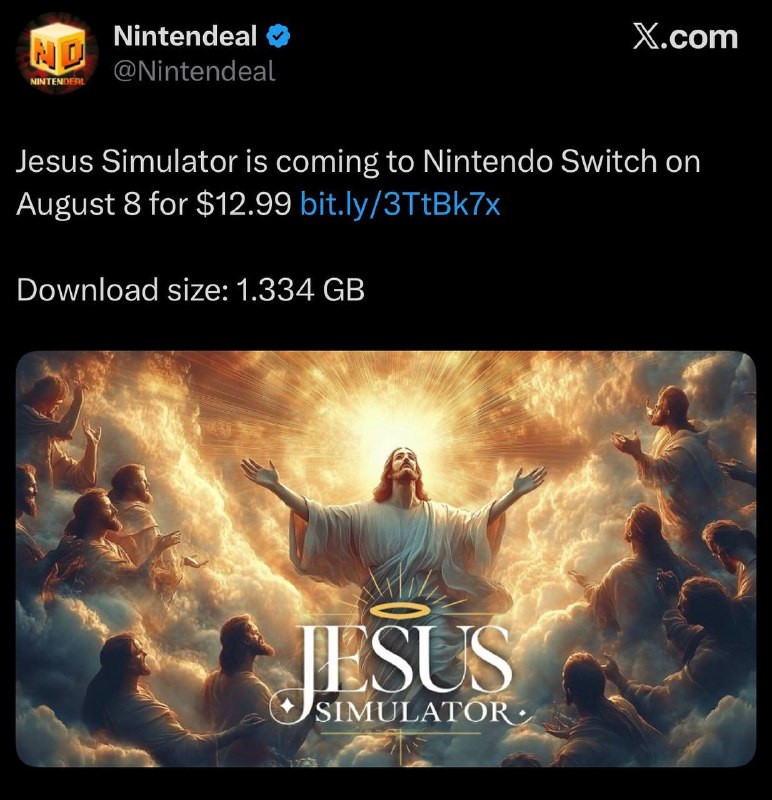 Симулятор Иисуса выйдет на Nintendo Switch 8 августа