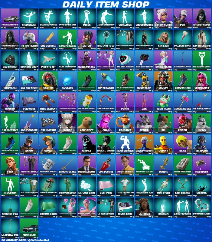 Fortnite DL: 🛒| New ItemShop !Thursday, 20 August 2026 #️⃣ #fortnite #فورتنایت📣 Join Us : @fortnite_dl💬 GP : @fdl_gp🛍 SP : @aghagamei