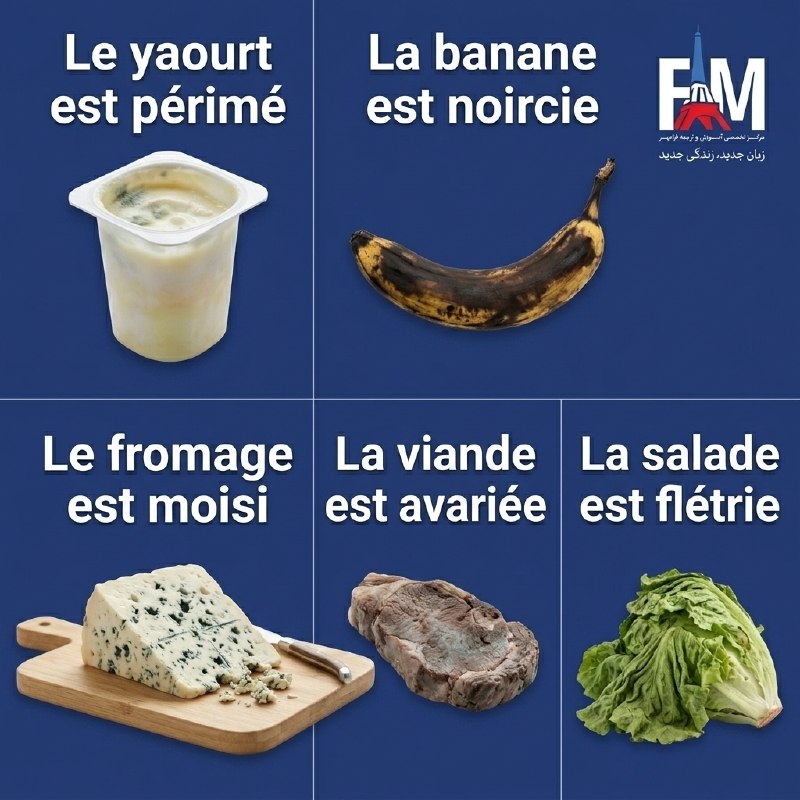 فرامهر زبان: چطور در فرانسوی بگیم این غذا خراب شده؟ 🇫🇷🤔۱. Le yaourt est périmé وقتی تاریخ مصرف چیزی (مثل محصولات لبنی یا بستهبندی