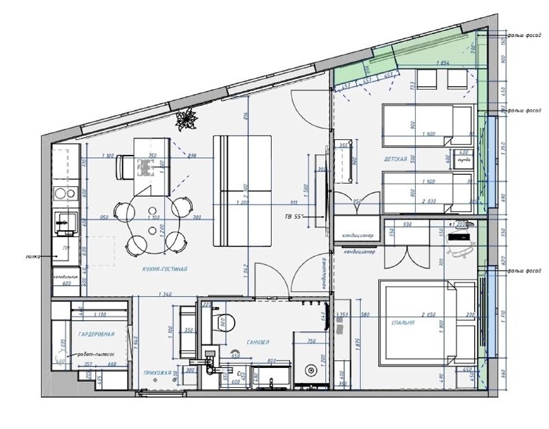 Квартира 54 м Перед дизайнером стояла непростая задача создать тёплое и функциональное пространство детскую для двоих детей без излишней детскости ... - изображение 10 - пространство, зоной, ощущение