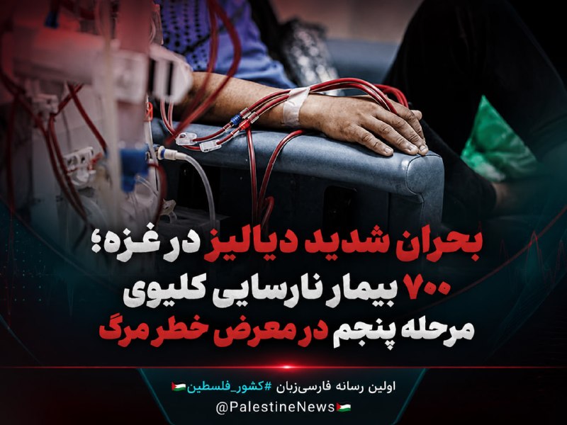 مرکز اطلاعرسانی فلسطین: 🔹بحران شدید دیالیز در غزه؛ ۷۰۰ بیمار نارسایی کلیوی مرحله پنجم در معرض خطر مرگدر سایه فروپاشی فزاینده نظام سلامت در نوار