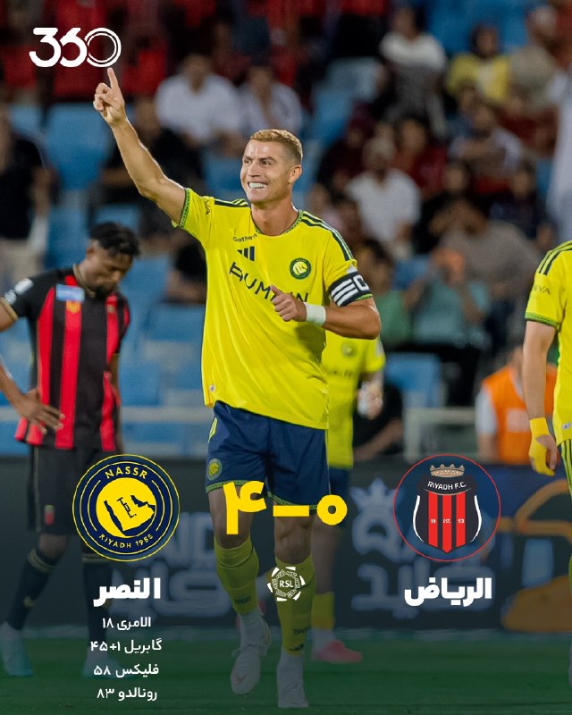 فوتبال3: ۲۵ سال گذشته، مثل روز اول انگیزه دارد!🔥 فصل جدید، همان CR7 قدیمی؛ برد ۴گله النصر مقابل الریاض/ گل شماره ۹۷۷ کریستیانو رو