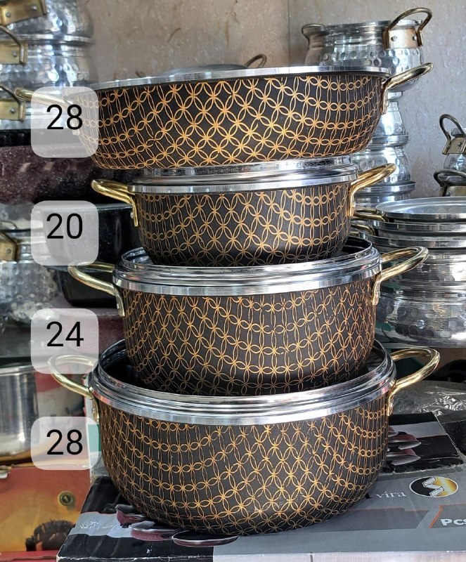 دیوار حراجی های کمپانی چرو: قابلمه 7پاروهذ جدید سهند داخل گرانیتی سرویس 7پارچه طرح چدن بدن طرحدار سهند داخل گرانیتی دسته طلایی قیمت 2600تومان