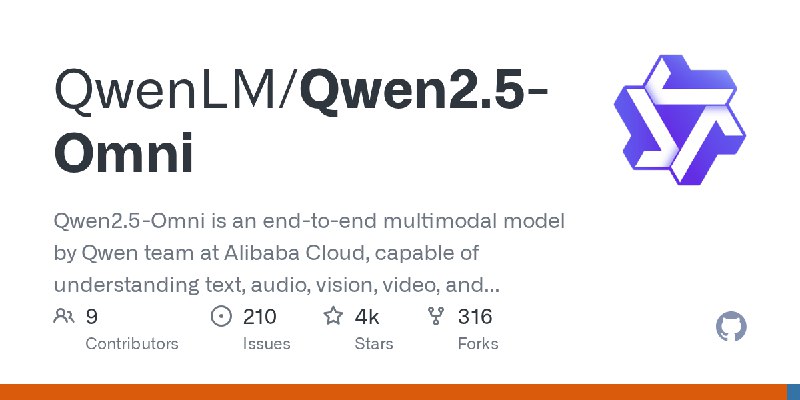 GitHub - QwenLM/Qwen2.5-Omni: Qwen2.5-Omni is an end-to-end multimodal model by Qwen team at Alibaba Cloud, capable of understanding…