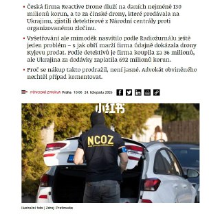 最近欧洲爆出的一个猛料捷克一家注册资本800美元的小公司从中国进口廉价无人机最近欧洲爆出的一个猛料捷克一家注册资本800美元的小公司从中国进口廉价无人机，转手高价卖给乌克兰2022年到2024年，买中国无人机一共花了170万美元卖给乌克兰一共收了3300万美元，溢价差不多20倍，这利润比贩毒还猛难怪欧盟要乌克兰一直打下去，这生意换谁不想做？