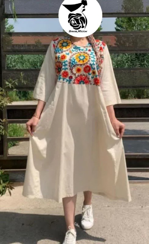 مزون بهار👗🪡: 👗 🧵 🪡پیراهن ساحلی جنس پارچه لنین و لنین خامه دوزی شده https://t.me/meson_bahar
