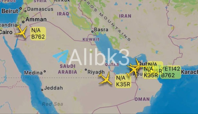 🇺🇸🇮🇷 חמישה מטוסי תדלוק אמריקאים טסים מעל המזרח התיכון