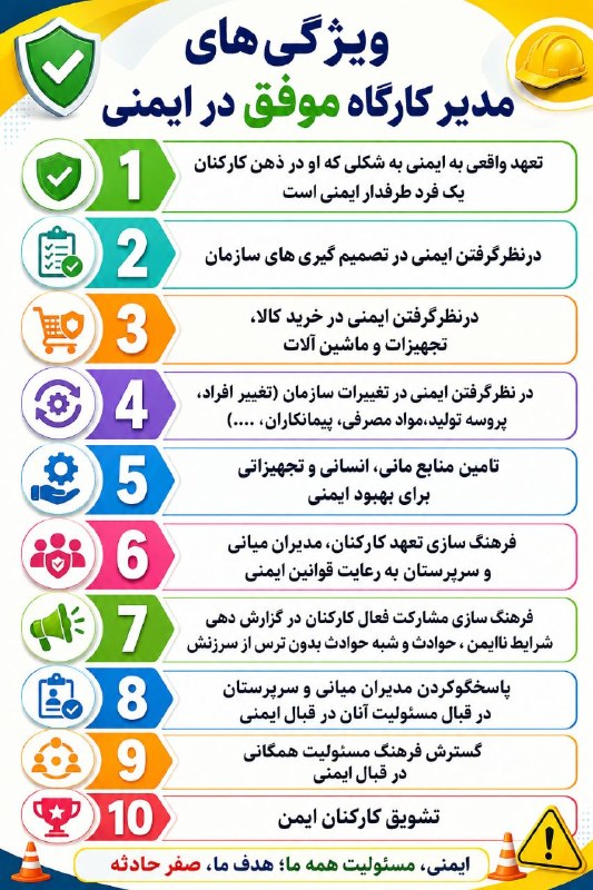 HSE.KAKAEI: 🔶ویژگی های یک مدیر کارگاه موفق در ایمنی@hse2020