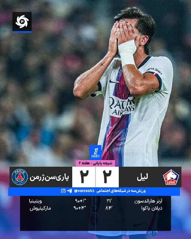 ورزش سه ✔: 🇫🇷🇫🇷 ترکیب پاری‌سن‌ژرمن برابر لیل 🇫🇷 هفته 2 🏟 پیر مائوروی استادیوم ⏰ ساعت 22:15 🆔@varzesh3_siteضد حال به پسر آنچلوتی!باز