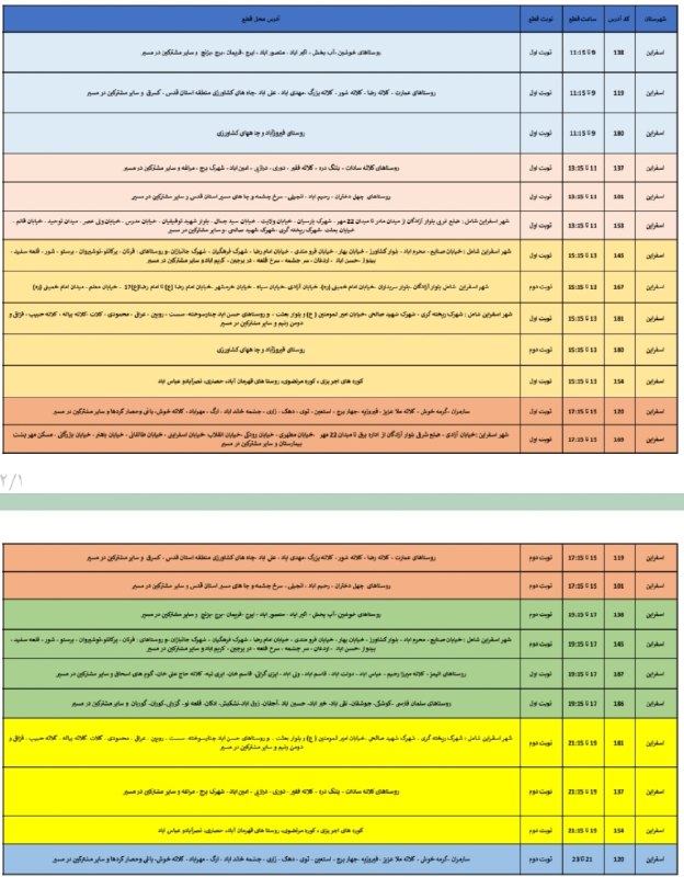 سپهرآیین اسفراین: ♦️برنامه احتمالی قطع برق در شهرستان اسفراین روز ۳۱ مرداد ۱۴۰۵مدیریت برق شهرستان اسفراین:⚠️ جداول خاموشی منتشر شده، احتما