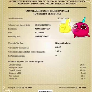 ZARIFJON KIMYO KURSI🔥🔥🔥