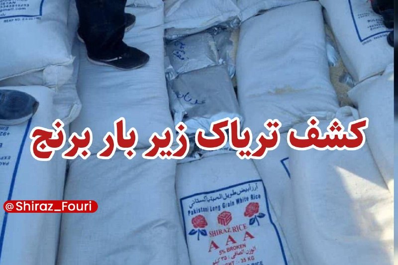 شیراز فوری - فارس: کشف یک تن تریاک در نیریز🔹فرمانده انتظامی استان فارس از کشف یک تن تریاک در بازرسی از یک دستگاه کامیون حامل ۲۵ تُن برنج د