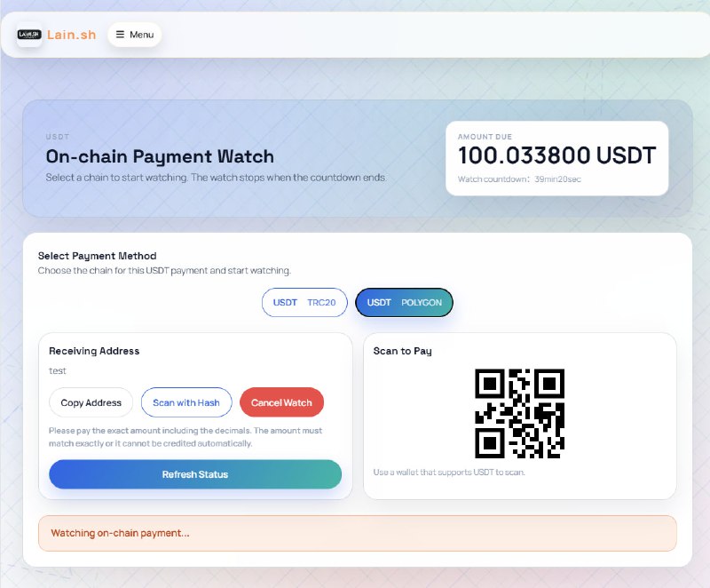 #通知 1.已开通USDT TRC-20 | polygon 线上支付功能