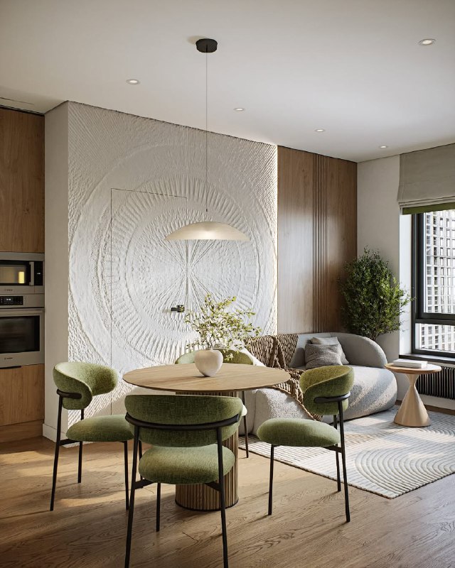 Спокойный природный интерьер кухни-гостиной с этническими нотками Автор проекта студия Атмосфера . - изображение 2 - спокойный, природный, интерьер