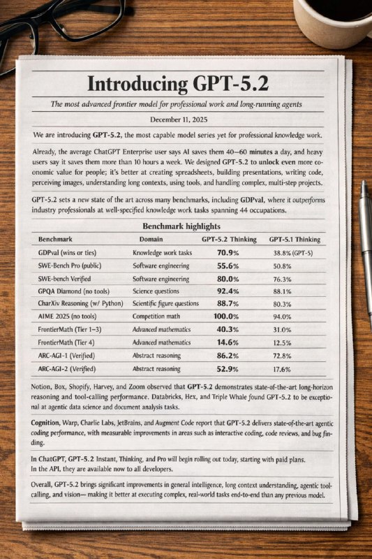 👐 OpenAI Launches GPT Image 1.5A new image generator inside ChatGPT is four times faster, preserves finer detail, and follows prompts more precisely. Developers also report better text rendering and a reduction in the characteristic yellow tint—though some residue remains.Access to GPT Image 1.5 opens today for all ChatGPT users.Read More