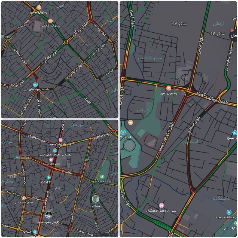 اخبار آذربایجان غربی: ♦️ وضعیت ترافیکی ارومیه هم اکنون🚦🔹 ترافیک سنگین در بلوار های استادان،آیت الله حسنی،ارتش،اما خمینی،بهداری،بعثت ۲🔹 ترافیک