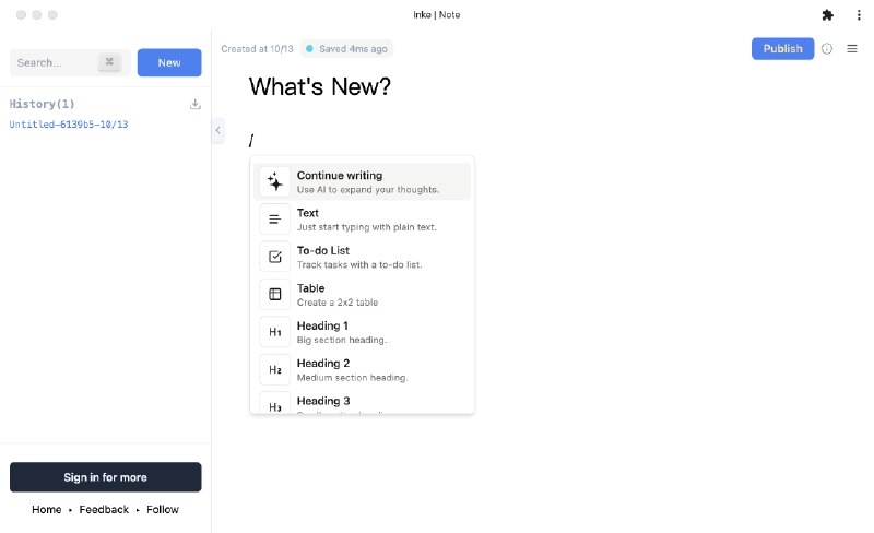 inke.app ，AI 加持的 Markdown 在线笔记工具