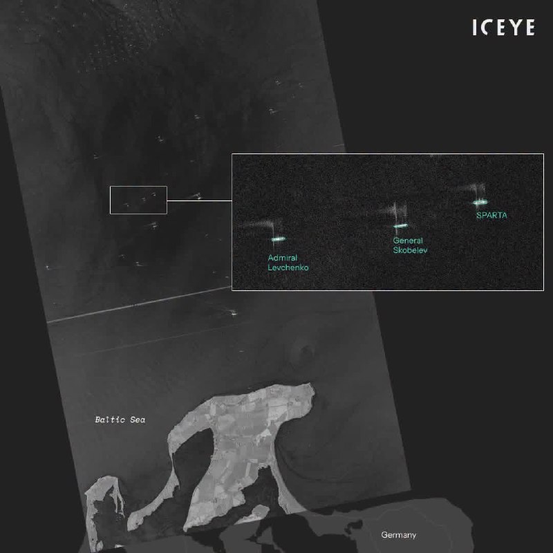 חברת ICEYE הפינית הציגה תמונת לוויין של שיירה רוסית בים הבלטי