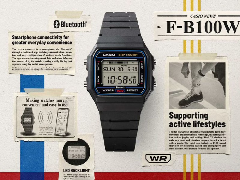 مطالب ده ریشتری: شرکت Casio ساعت معروف و کلاسیک F-91W رو با امکانات هوشمند به‌روزرسانی کرده و یه مدل جدید به اسم F-B100W رو ساخته. این سا