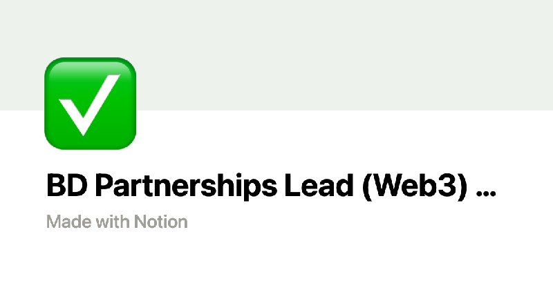 BD Partnerships Lead (Web3) — Global (Remote) | Notion