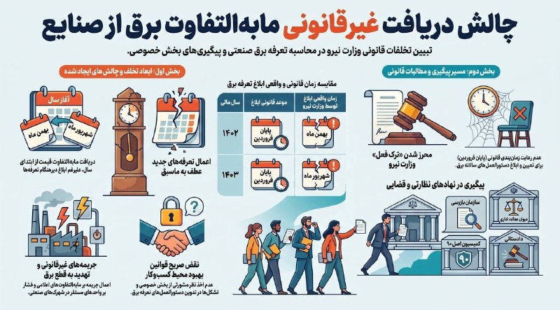 پیام ما آنلاین: 🔶دریافت مابهالتفاوت برق مشترکان صنعتی از سوی وزارت نیرو غیرقانونی اعلام شد🔷دبیرکل خانه صنعت، معدن و تجارت ایران با انتق
