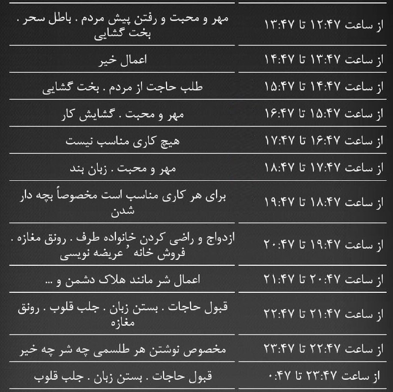 تاروت رنگی: ساعات سعد و نحس شنبه🌈کانال تاروت رنگی @tarootrangiساعات سعد و نحس شنبه🌈کانال تاروت رنگی @tarootrangi