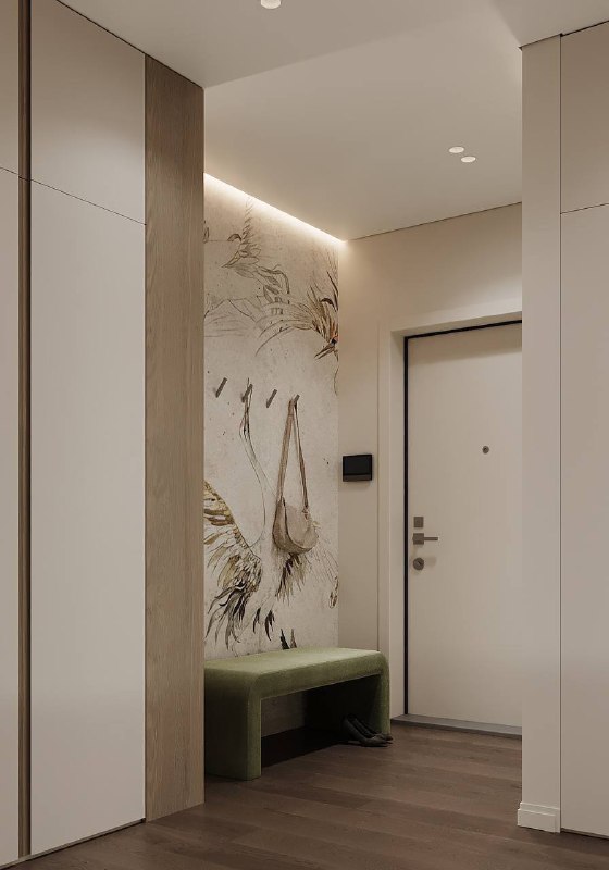 Интерьер квартиры в современном стиле с нейтральной цветовой палитрой. Мягкие текстуры, элегантные линии и стильные акценты, создающие атмосферу уюта. - изображение 2 - интерьер, квартиры, современном