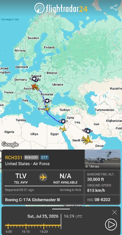 👀🇺🇸🇮🇷 נראה שמבצע הרכבות האוויריות בארה"ב הסתיים; נכון לעכשיו, רק 4 מטוסי C-17A טסים. כל מה שהיה צריך ל…