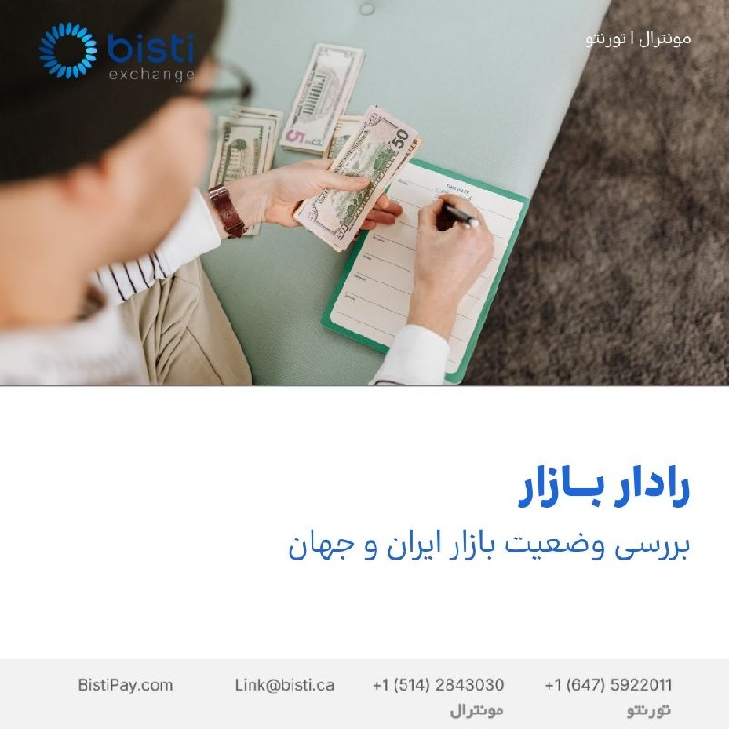 صرافی بيستی كانادا: 📡 رادار بازاربررسی وضعیت بازار ایران و جهانقیمت دلار آمریکا، در بازار ۱۸۷,۱۵۰ تومان است که نسبت به دیروز ۱۵۰ تومان (۰.۰۸