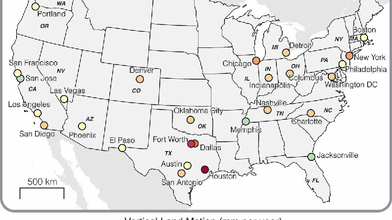 Big US cities are sinking. This map shows where the problem is the worst.