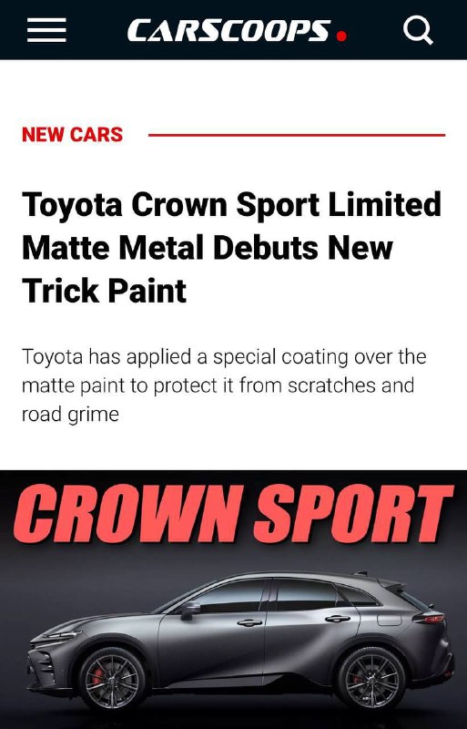 Toyota представила краску, которая не царапается — ее показали на новом Toyota Crown Sport Limited.