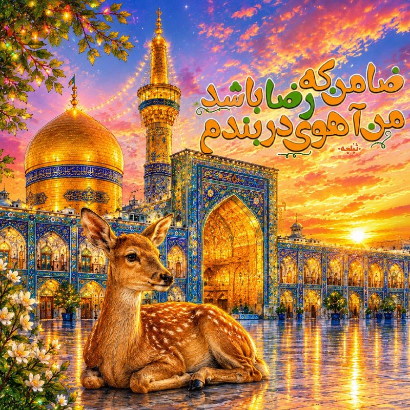متن‌نگار: ضامن که رضا باشدمن آهوی در بندم@TopollChe➖➖➖➖➖➖➖➖➖➖طراح: تپلچه🧁ꞋꞌꞋمتن نگار | @matnnegar 🆔