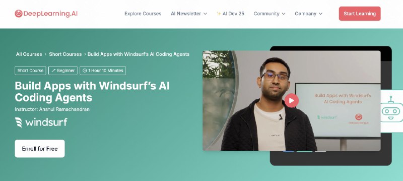 Windsurf 合作跟吴恩达的 DeepLearning 做了一套课程主要内容包括：- 跟 AI 编程工具协作简化编码流程- 了解 AI 编程工具如何使用，如何深入你接你的代码库- 案例教学，创建一个维基百科分析程序- 如何避免幻觉等 AI 问题这里尝试：